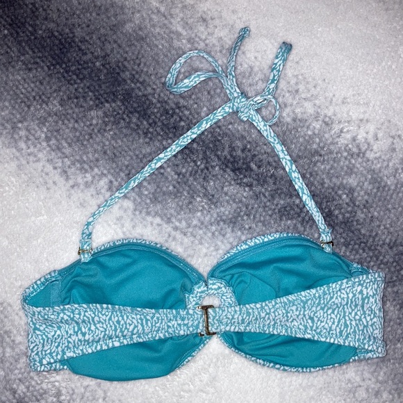 Time and Tru 2 Piece Bikini Bathing Suit Turquoise and White L 12-14 - Picture 6 of 7